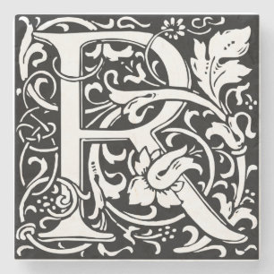 Brev R Medieval Monogram Art nouveau Underlägg Sten
