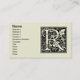 Brev R Medieval Monogram Art nouveau Visitkort