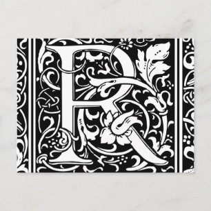 Brev R Medieval Monogram Art nouveau Vykort