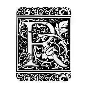 Brev R Medieval Monogram Vintage Inledande Magnet