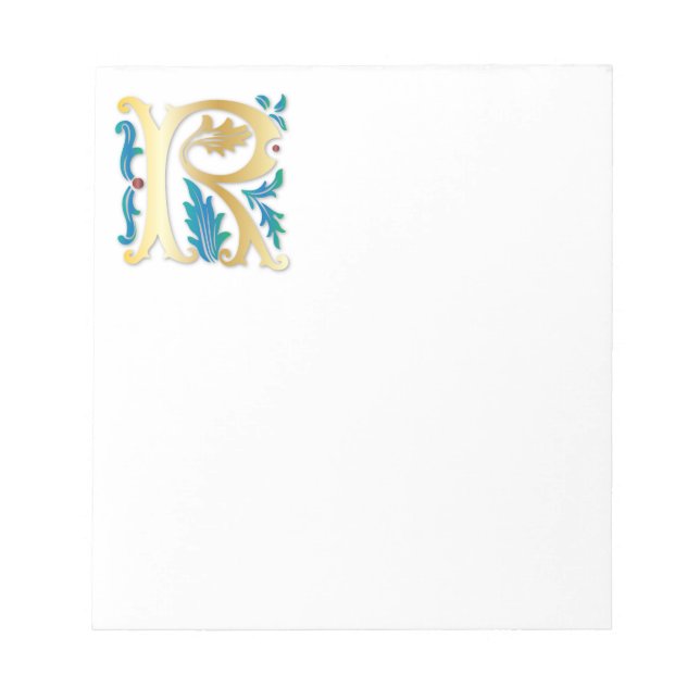 Brev R Monogram Fleur de lis Anteckningsblock (Framsida)