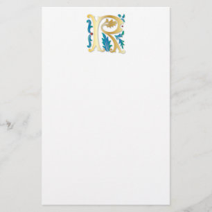 Brev R Monogram Fleur de lis Brevpapper