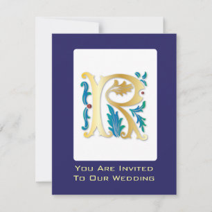 Brev R Monogram Fleur de lis Inbjudningar