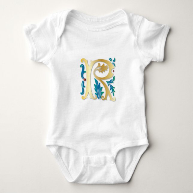 Brev R Monogram Fleur de lis T Shirt (Framsida)
