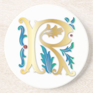 Brev R Monogram Fleur de lis Underlägg