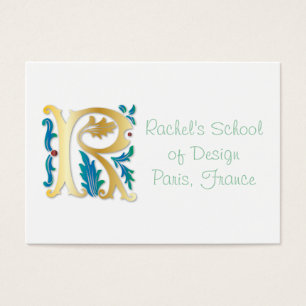 Brev R Monogram Fleur de lis Visitkort