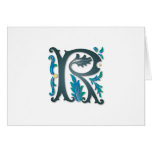 Brev R Monogram Hälsningskort