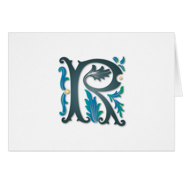 Brev R Monogram Hälsningskort (Framsidan Horizontal)