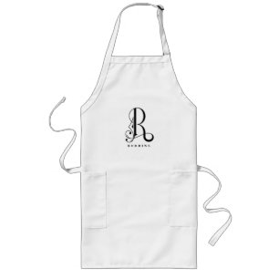 Brev R Monogram med efternamn Långt Förkläde