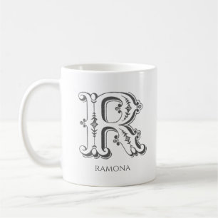 Brev R Monogram Modern Namn Kaffemugg