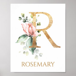 Brev R Monogram Rosa Peach ro Nursery Poster