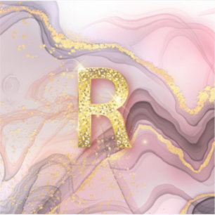 Brev R Söt Girly RoseGold Glitter Rosa Marble Klistermärken