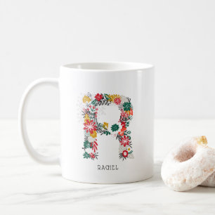 BREV R Whimsique Blommigt Brev Monogram I Mugg