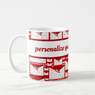 brev, röd, vit, hjärta, gåva, kärlek, j + a + kaffemugg