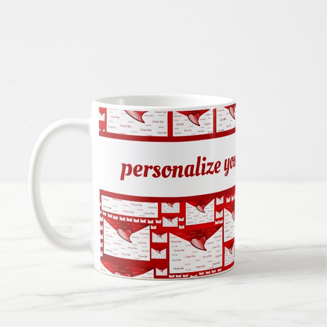 brev, röd, vit, hjärta, gåva, kärlek, j + a + kaffemugg (Vänster)