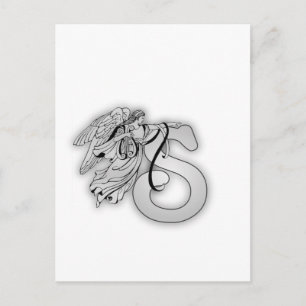 Brev S Angel Monogram Initial Vykort