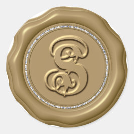 *~* Brev S Diamantcirkel GULD Vax säcksmärken Runt Klistermärke