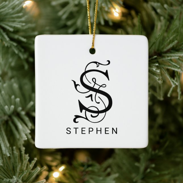 Brev S Elegant Monogram jul Ornament (Träd)