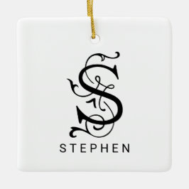 Brev S Elegant Monogram jul Ornament