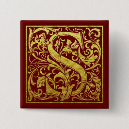 Brev S First Brev Faux Guld Red Knapp