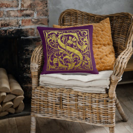 Brev S första Brev Faux Guld Lila Kudde