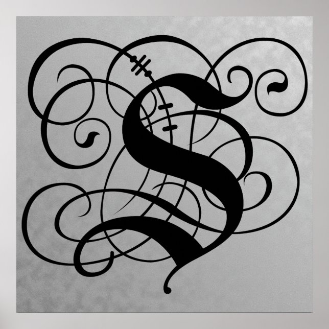 Brev S, gotiic Monogram Black Poster (Framsidan)