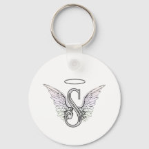 Brev S Initial Monogram med Angel Vingar & Halo
