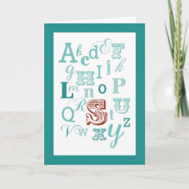 Brev S Initial Namn Alphabet Birthday Teal & Red Kort