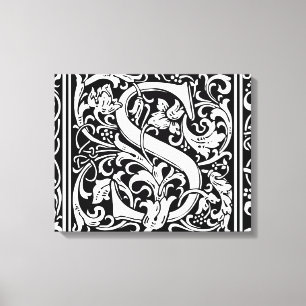 Brev S Medieval Monogram Art nouveau Canvastryck