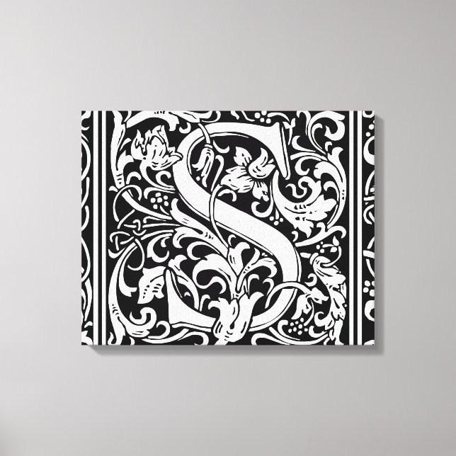 Brev S Medieval Monogram Art nouveau Canvastryck (Framsida)