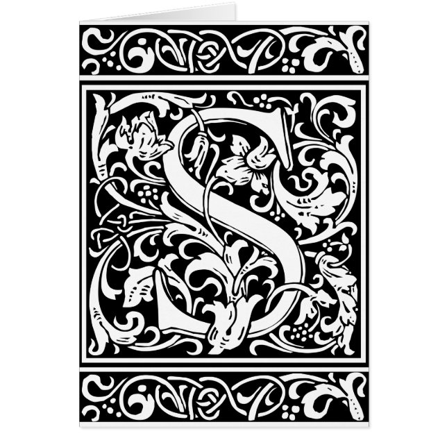 Brev S Medieval Monogram Art nouveau Hälsningskort (Framsidan)