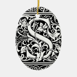 Brev S Medieval Monogram Art nouveau Julgransprydnad Keramik