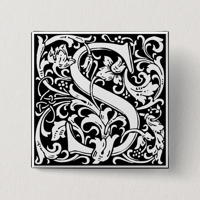 Brev S Medieval Monogram Art nouveau Knapp (Framsida)