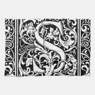 Brev S Medieval Monogram Art nouveau Kökshandduk