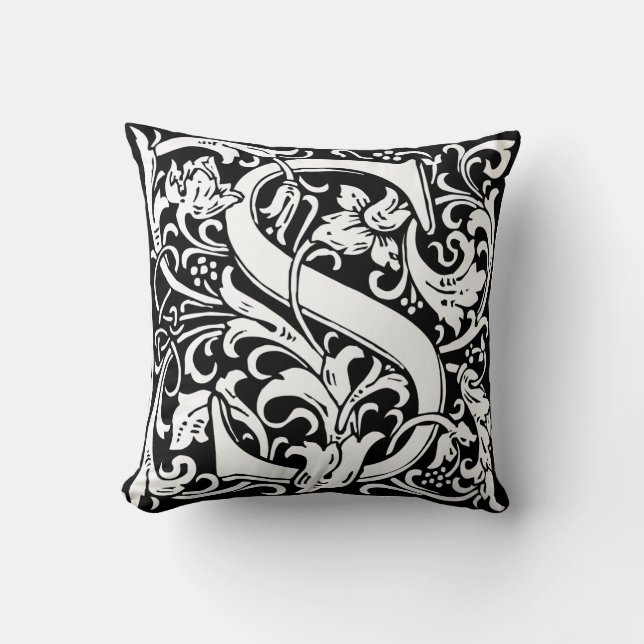 Brev S Medieval Monogram Art nouveau Kudde (Framsida)