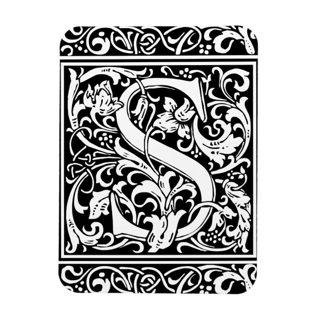 Brev S Medieval Monogram Art nouveau Magnet (Vertikal)