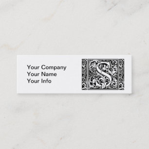 Brev S Medieval Monogram Art nouveau Mini Visitkort