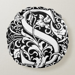 Brev S Medieval Monogram Art nouveau Rund Kudde