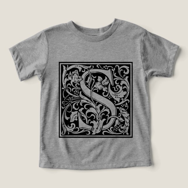 Brev S Medieval Monogram Art nouveau T-shirt (Design Framsida)