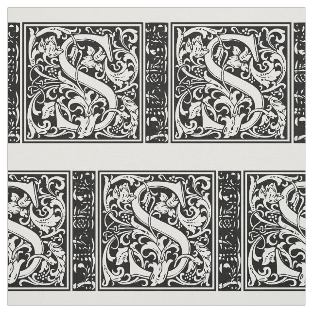 Brev S Medieval Monogram Art nouveau Tyg (Provkarta)