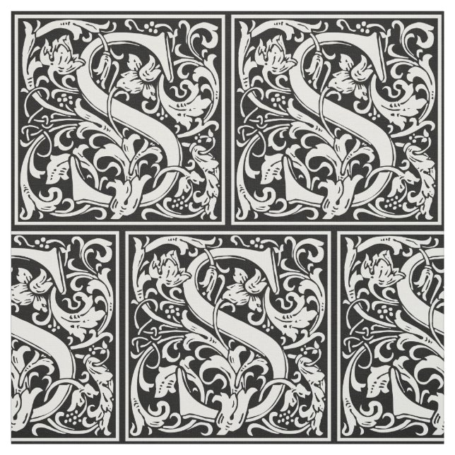 Brev S Medieval Monogram Art nouveau Tyg (Provkarta)