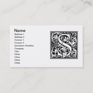 Brev S Medieval Monogram Art nouveau Visitkort