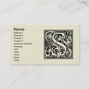 Brev S Medieval Monogram Art nouveau Visitkort