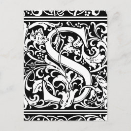 Brev S Medieval Monogram Art nouveau Vykort