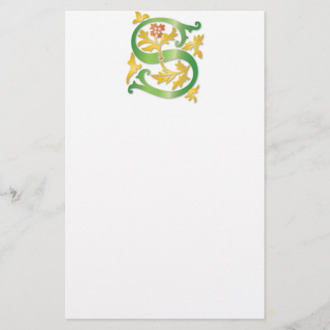 Brev S Monogram Fleur de lis Brevpapper (Framsida)