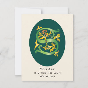 Brev S Monogram Fleur de lis Inbjudningar