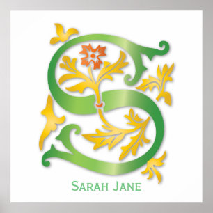 Brev S Monogram Fleur de lis Poster