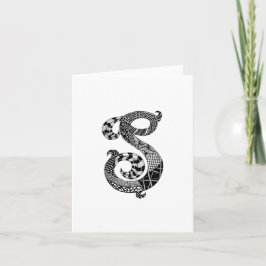 Brev S Monogram i svartvitt Anteckningskort