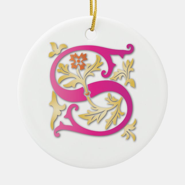 Brev S Monogram Julgransprydnad Keramik (Framsidan)
