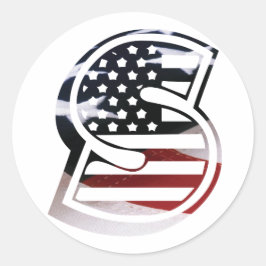 Brev S Monogram USA flagga Runt Klistermärke